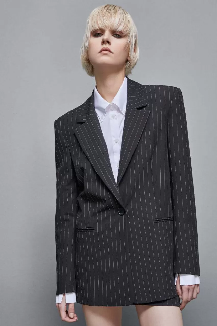 Patrizia Pepe Blazer<Blazer gessato un bottone in flanella