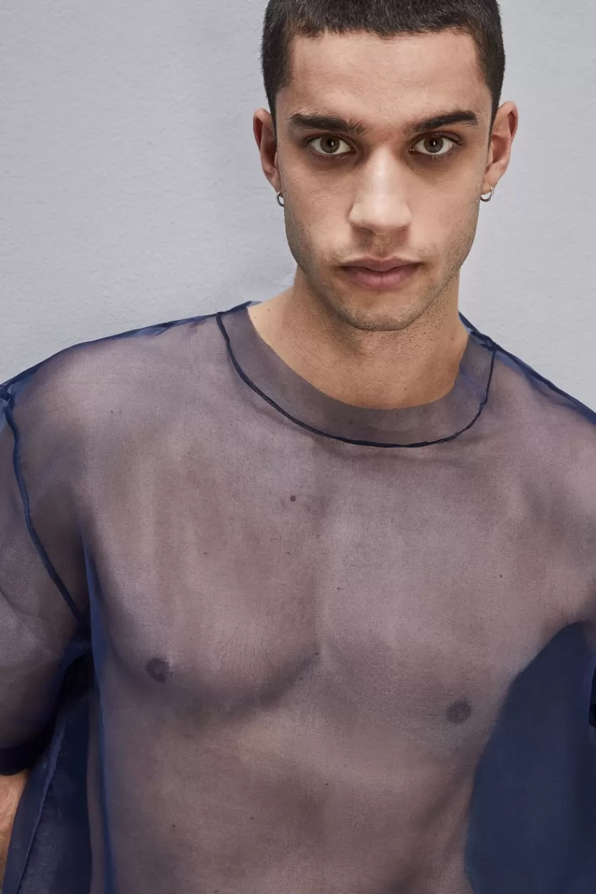 Uomo Patrizia Pepe T-Shirt E Camicie<Boxy T-shirt manica corta con bordo taglio vivo