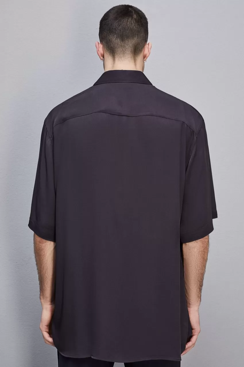Uomo Patrizia Pepe T-Shirt E Camicie<Camicia manica corta in twill di viscosa