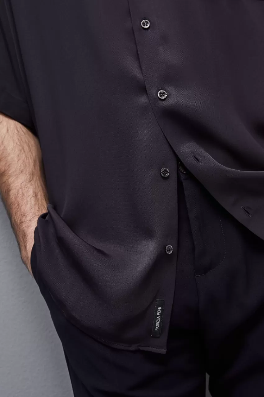 Uomo Patrizia Pepe T-Shirt E Camicie<Camicia manica corta in twill di viscosa