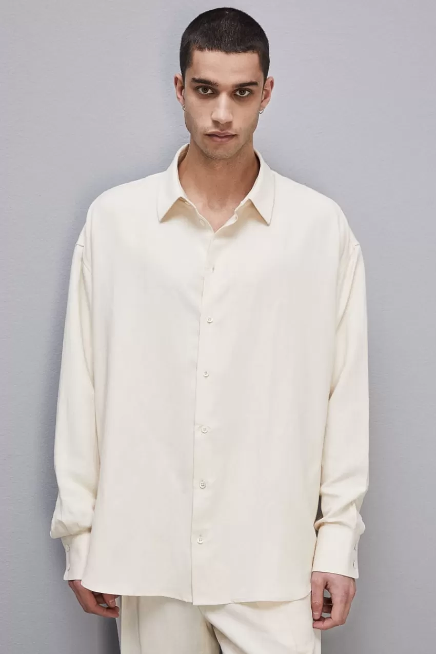 Uomo Patrizia Pepe T-Shirt E Camicie<Camicia oversize in lino e viscosa