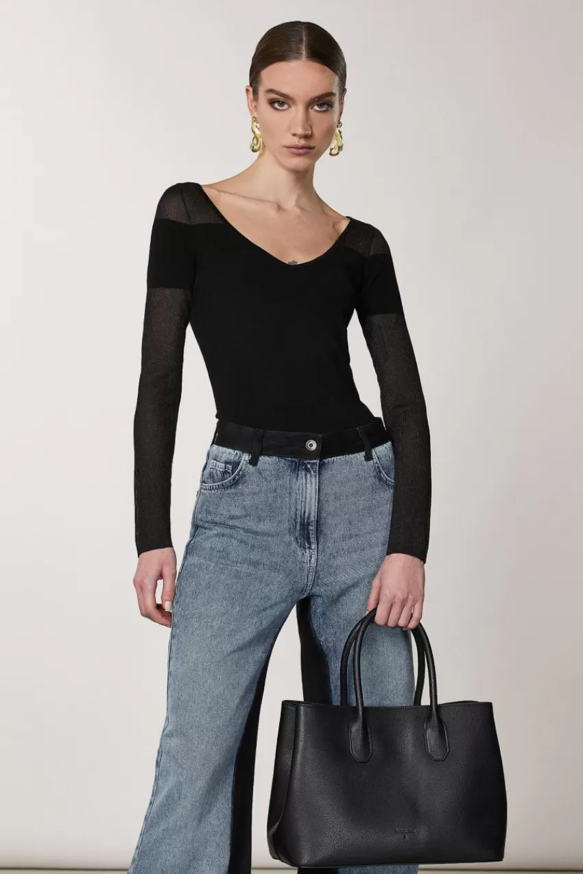 Patrizia Pepe Shopping | A Mano<Fly Borsa shopping in pelle con tracolla