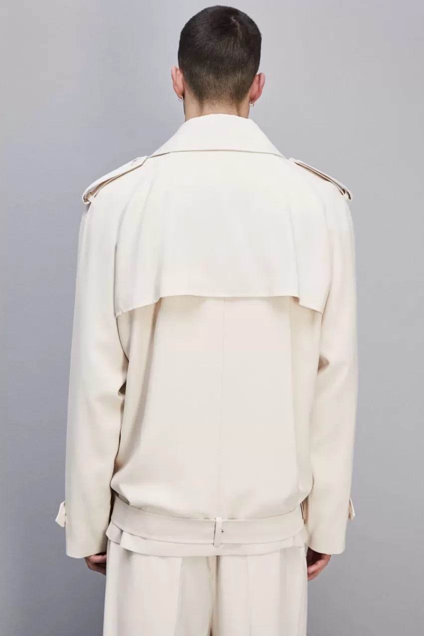 Uomo Patrizia Pepe Giacche<Giacca corta effetto trench in twill di viscosa
