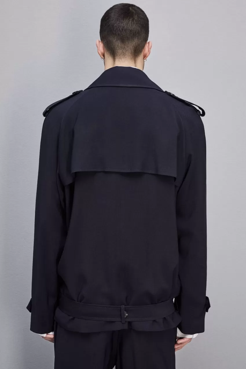 Uomo Patrizia Pepe Giacche<Giacca corta effetto trench in twill di viscosa