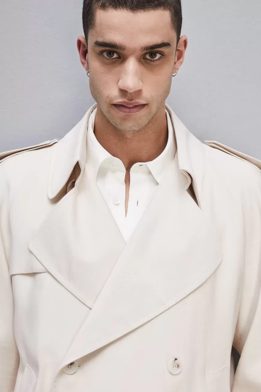 Uomo Patrizia Pepe Giacche<Giacca corta effetto trench in twill di viscosa