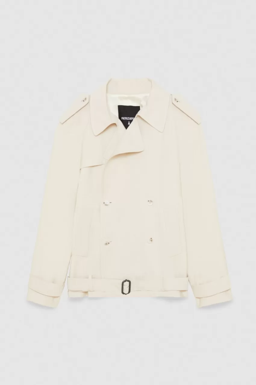 Uomo Patrizia Pepe Giacche<Giacca corta effetto trench in twill di viscosa