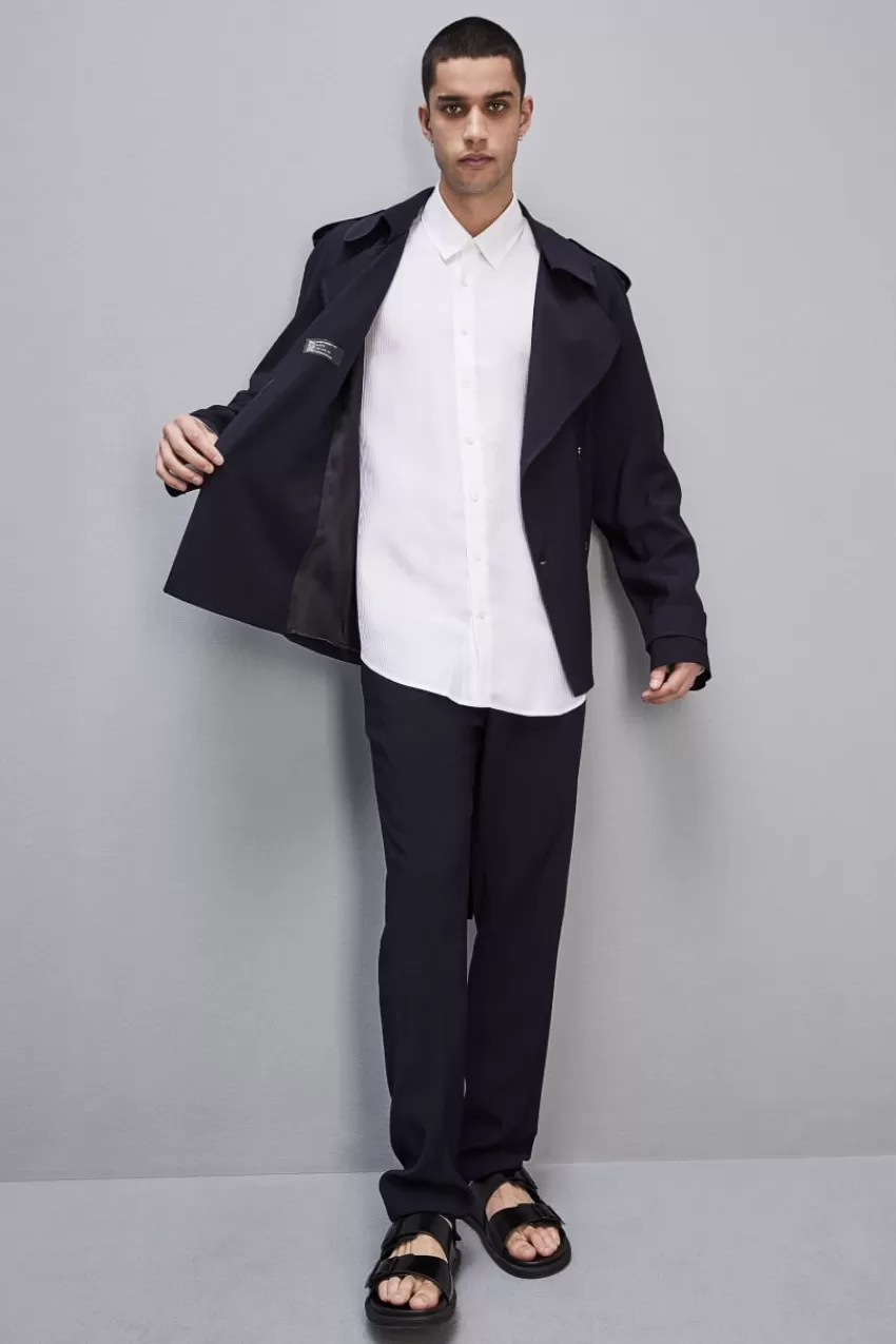 Uomo Patrizia Pepe Giacche<Giacca corta effetto trench in twill di viscosa