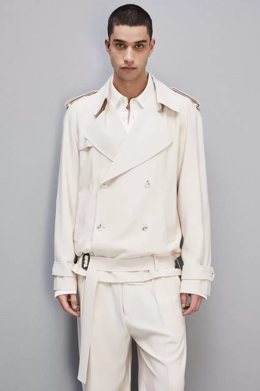 Uomo Patrizia Pepe Giacche<Giacca corta effetto trench in twill di viscosa