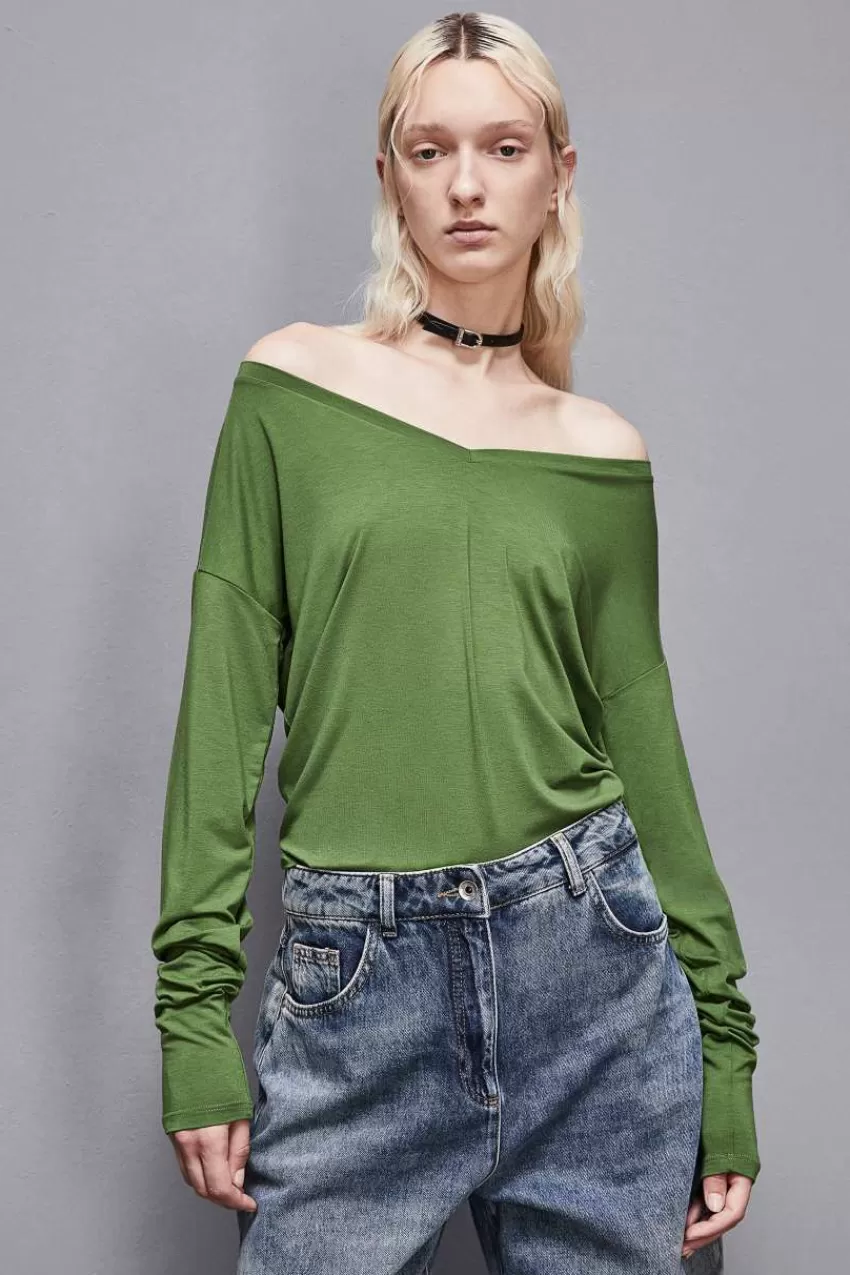 Patrizia Pepe Tops<Maglia maniche lunghe in viscosa Essential