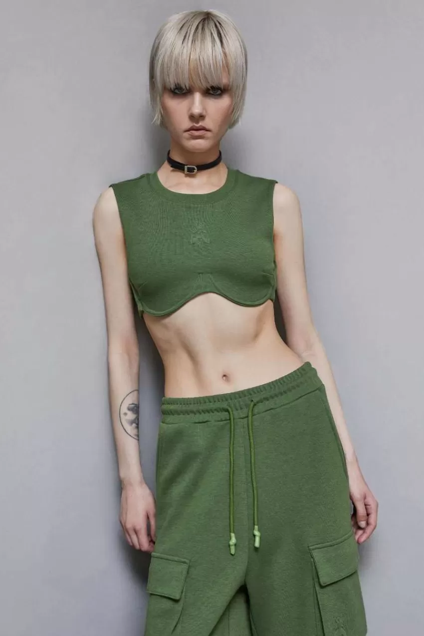 Patrizia Pepe Tops<Top cropped in felpa misto cotone