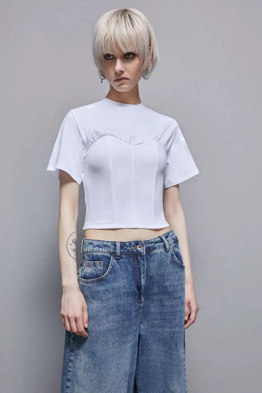 Patrizia Pepe T-Shirts<T-shirt bustier in Jersey di cotone